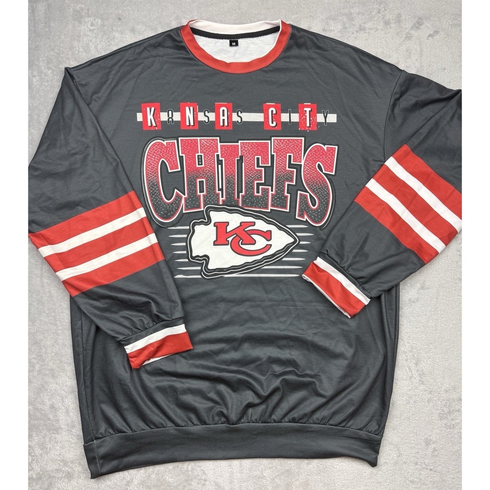 NFL Kansas City Chiefs Long Sleeve Crewneck Pullover Sweatshirt Gray/Red/White M
